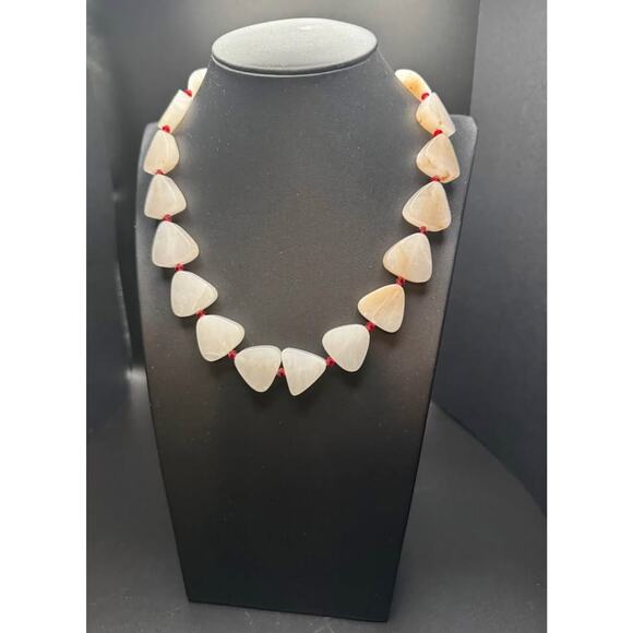 Vintage Geometric White Quartz Stone Collar Necklace - Picture 5 of 9